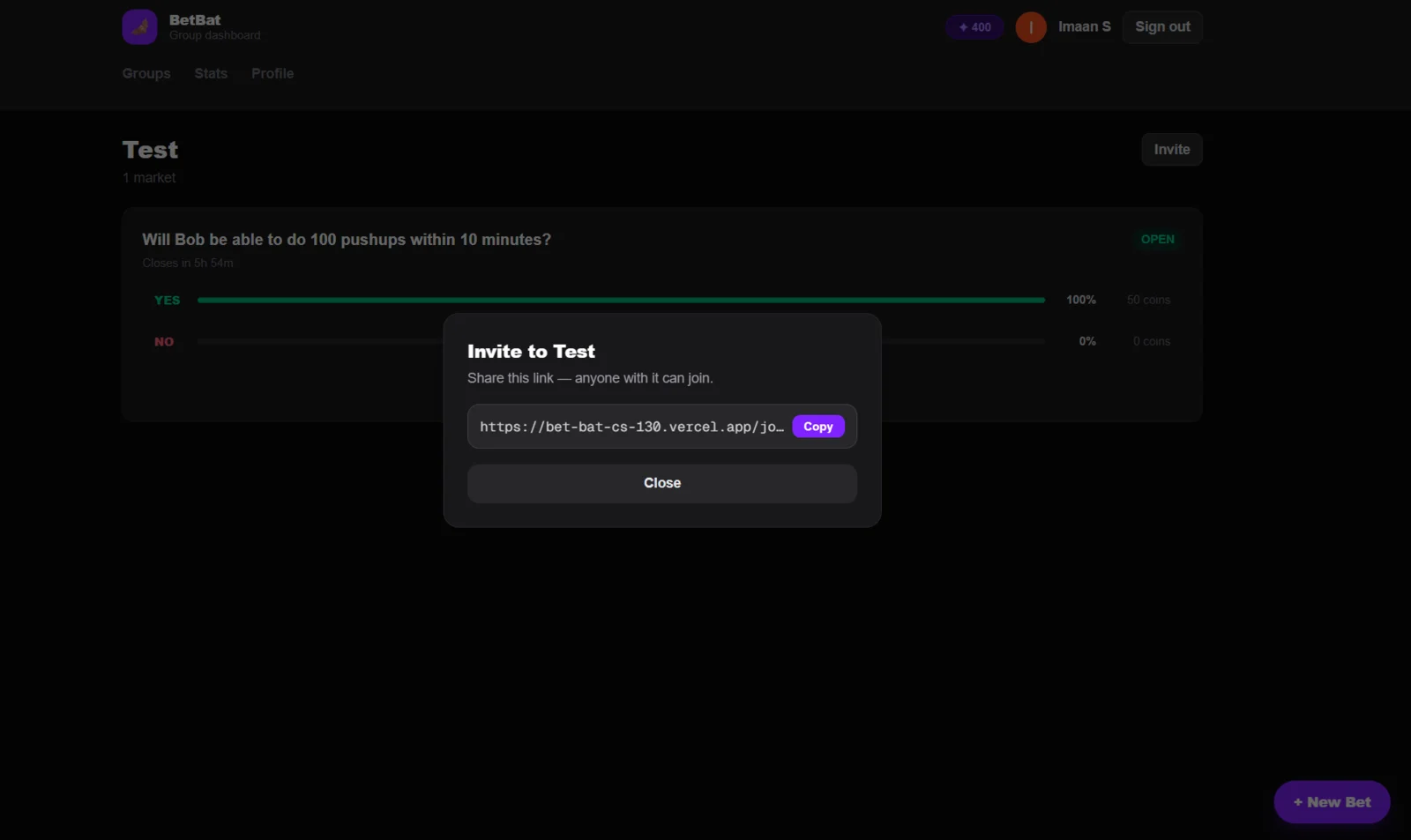 BetBat — Real-Time Social Prediction Market preview